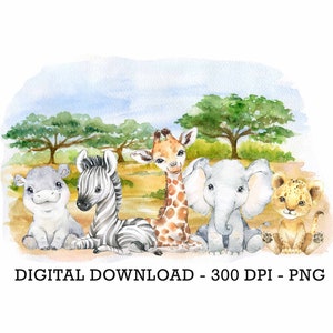 PNG トロピカル ジャングル サファリ アニマル カー、キッズ 昇華、ベビー シャワー招待クリップアート、ジャングル バースデー デコレーション、ベビー アニマル ケーキ トッパー