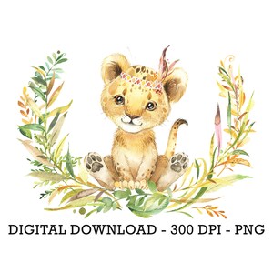 PNG Tropical Jungle Safari Animals, Kids Sublimation, Baby Shower Invite Clipart, Jungle Birthday Decor, Baby Animals Cake Topper