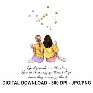 JPG/PNG Custom Personalised Christmas zodiac gift for best friend, Print for best friends, Best friend X-mas print, Gift idea