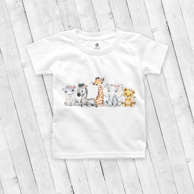 Conjunto PNG de 2 animais de safari na selva tropical, sublimação infantil, clipart de convite para chá de bebê, decoração de aniversário na selva, topo de bolo de animais de bebê imagem 2