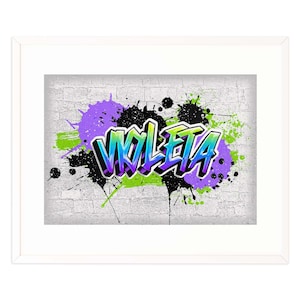 JPG/PNG Graffiti personnalisé nom logo impression Art - fichier numérique A3, idée cadeau, carte d'anniversaire, idée cadeau colorée cool pour garçons, filles ou adolescents