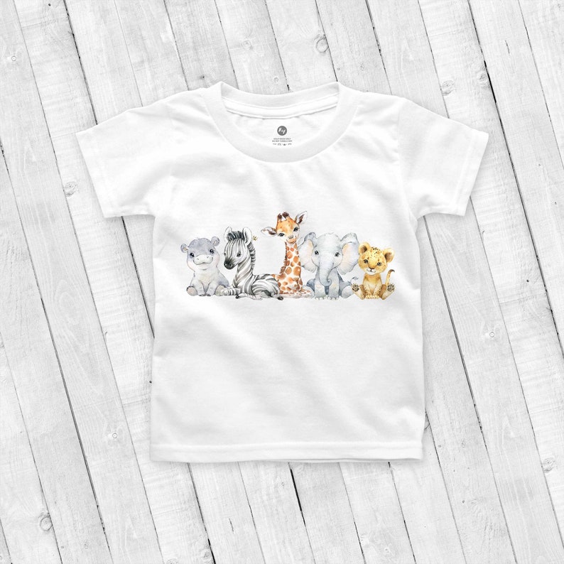 Conjunto PNG de 2 animais de safari na selva tropical, sublimação infantil, clipart de convite para chá de bebê, decoração de aniversário na selva, topo de bolo de animais de bebê imagem 3