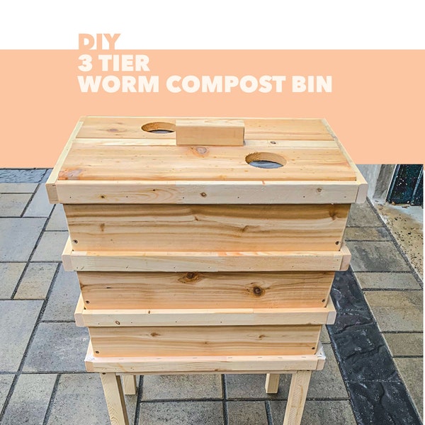 DIY 3 tier worm composting bin digital plan