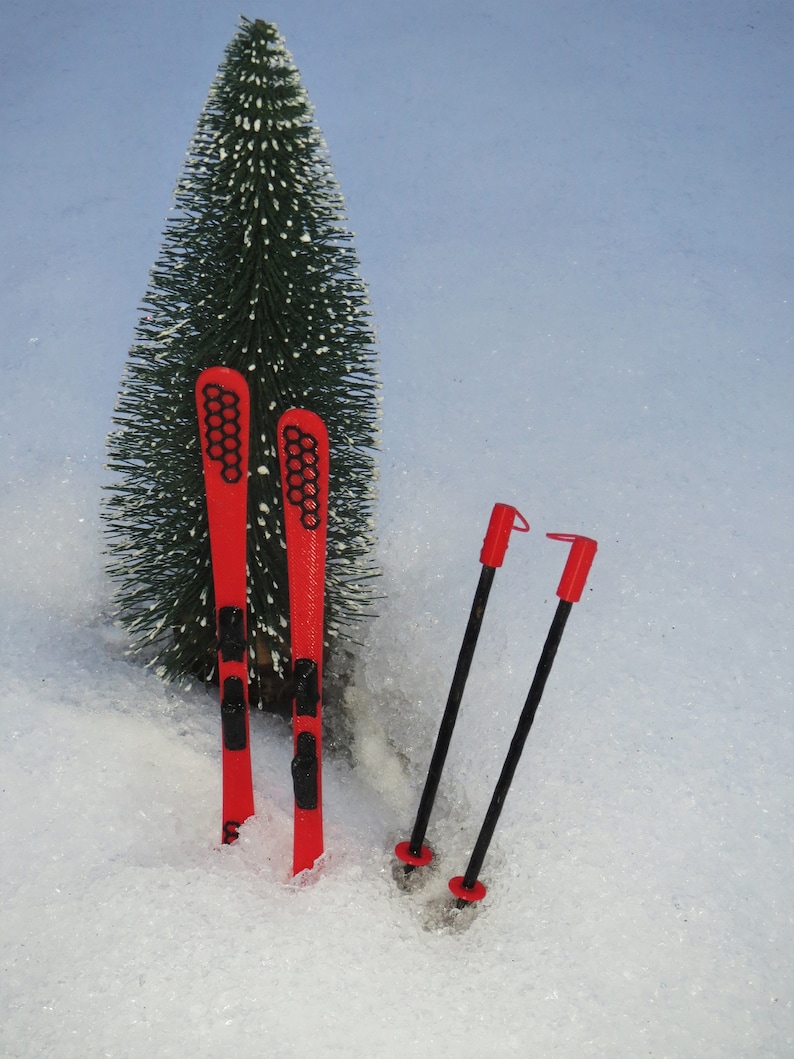Wichteltür Zubehör Ski Winter Wichtel Puppen Geschenk Gutschein Deko Miniatur 3D Druck Bild 6