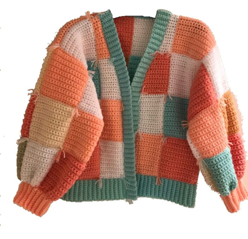 Patchwork Crochet Harry Styles Cardigan Granny Square Coat Etsy