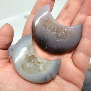 Druzy Agate Crescent Moons