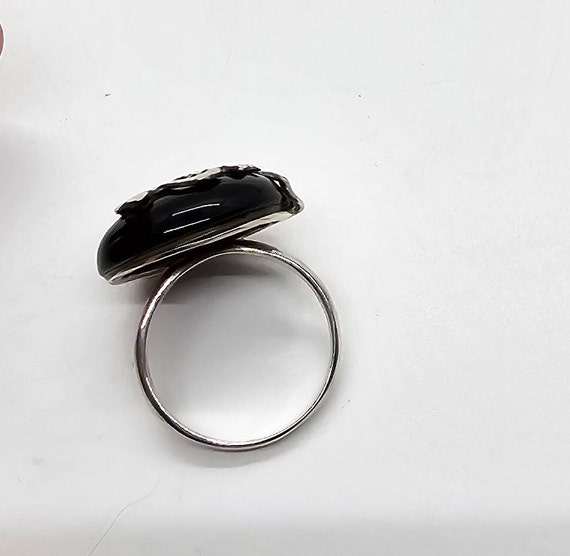 Unique Black Onyx Floral Overlay Sterling Silver … - image 8