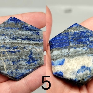 Lapis Lazuli Hexagon YOU CHOOSE | Carved Lapis Lazuli Crystal Hexagon Tile