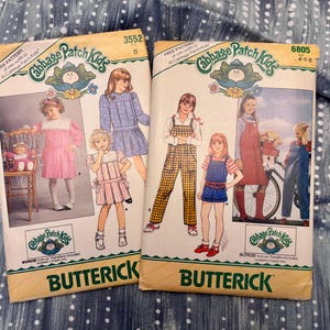 Butterick 3553 and 6805 Cabbage Patch Kids Girls Pattern Set BONUS Iron on Transfers and Doll Patterns