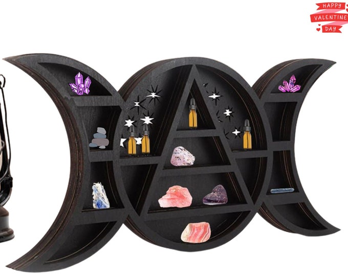 Moon Shelf for Crystals Imperfections, Please Read Description Large, 17 Rustic White Wood