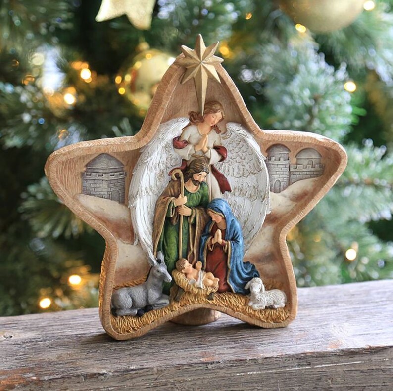 Jesus Born Nativity Easter Scene Decor Wooden Nativity Set Etsy