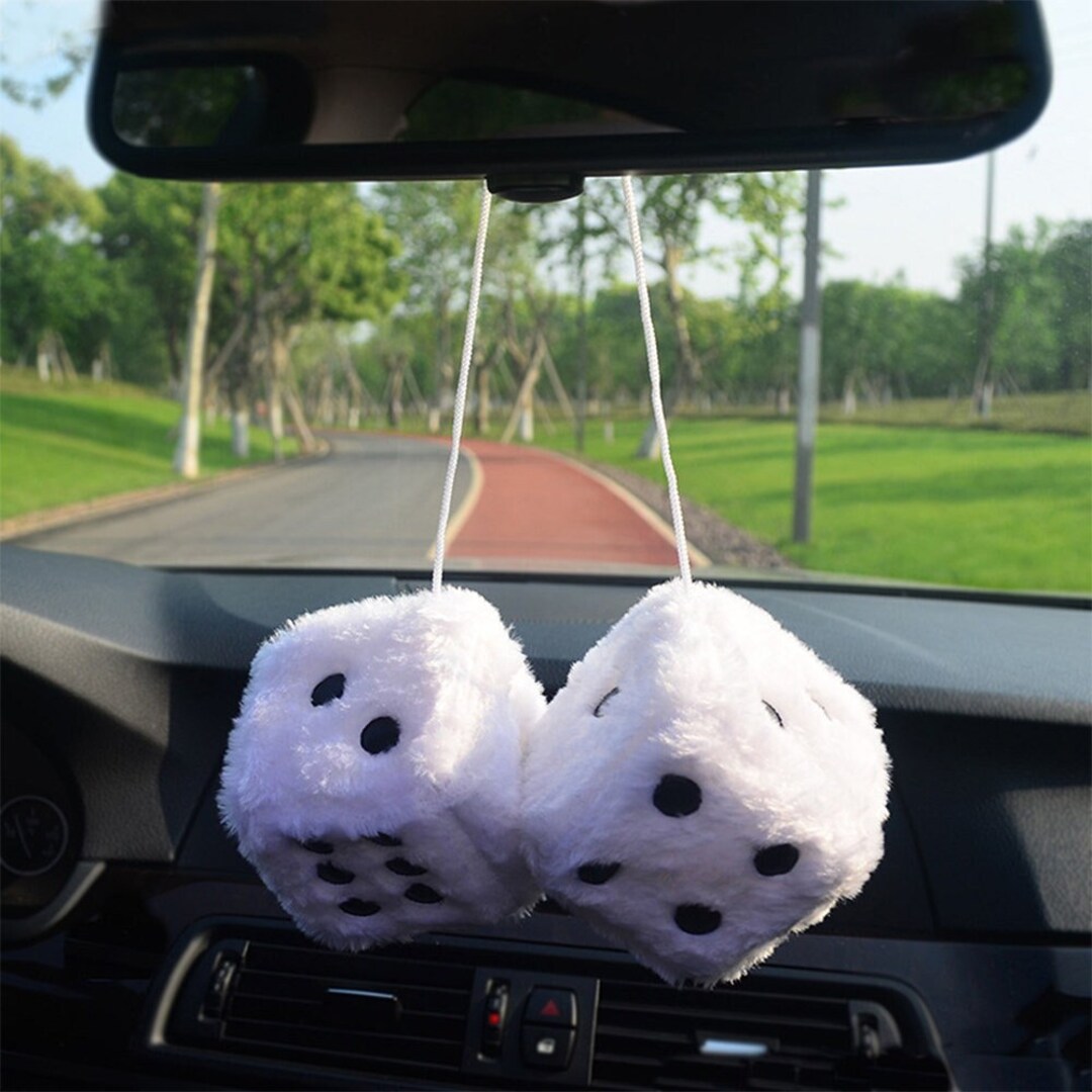 Rear View Mirror Dice Mirror Danglers Classic Fluffy Dice Car Pendant