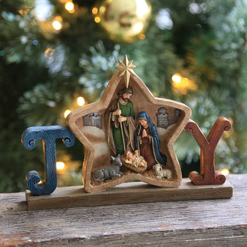 Jesus Born Nativity Easter Scene Decor Wooden Nativity Set Etsy