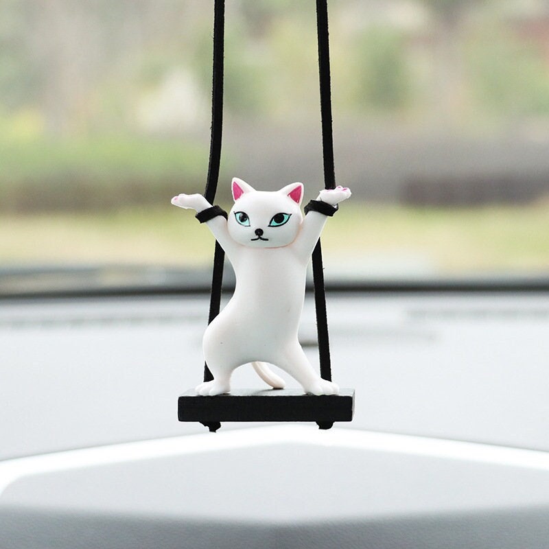 LmtimeCar Rear View Hanging Accessories Cute Cat Pendant Novelty Funny  Decoration For Trailer Interior Ornament Tree Ornaments 