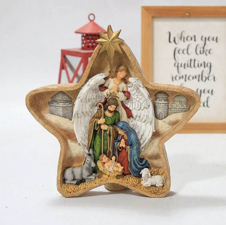 Jesus Born Nativity Easter Scene Decor Wooden Nativity Set Etsy