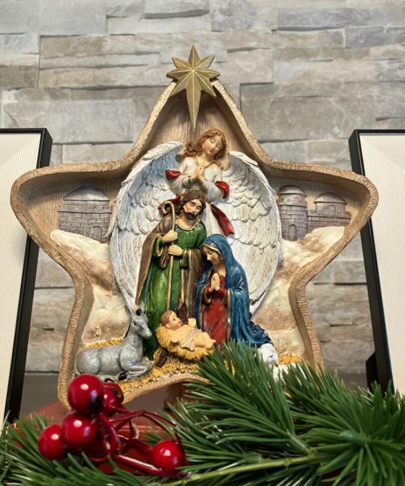 Jesus Born Nativity Easter Scene Decor Wooden Nativity Set Etsy