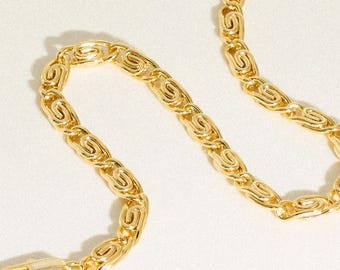 Dainty Unique Scroll Bracelet - 18k Gold Vermeil - Greek Inspired Delicate Stacking Bracelet - Designed in the UK
