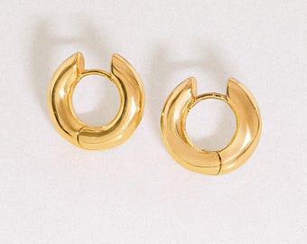 18k Gold Plated Sterling Silver Mini Tube Hoop Earrings: Everyday Chic Hoops