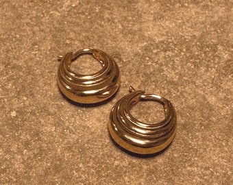 Layered 'Oyster' Shell Hoop Earrings - 18k Gold Plated - Unique Lightweight Chunky Gold Hoop Earrings - Handcrafted Gold Jewellery - Nisi