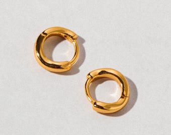 Tiny 6.5mm 18k Gold Sleeper Huggie Hoops: Sterling Silver Cartilage Clicker Earring (6.5mm)