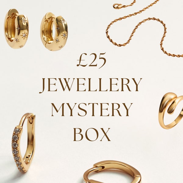 Caja sorpresa de oro de 18k - Caja misteriosa - Joyería minimalista delicada - Regalos para ella - Accesorios elegantes del Reino Unido - Sin deslustre - Hipoalergénico