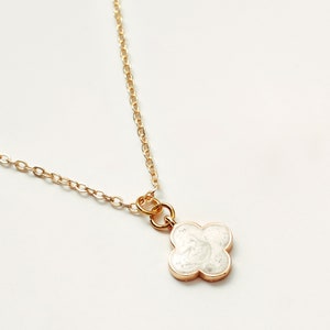 Handmade 18k Gold Plated Clover Charm Necklace -Lucky Pendant - Four Leaf Mother of Pearl Clover Necklace -  Dainty Necklace - Gift for Her