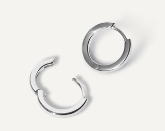 Créoles en argent « Tous les jours » - Créoles en argent sterling massif 925 - Créoles simples et délicates - Cadeaux pour elle - Tiny Huggies unis élégants