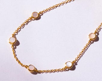 18k Gold Mother of Pearl Bracelet: Sterling Silver Charm