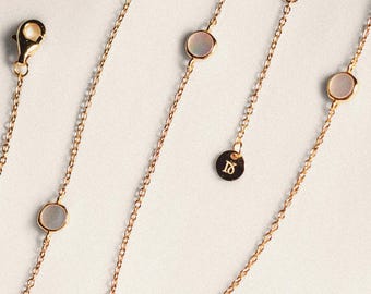 Mother of Pearl Necklace: 18k Gold Plated Sterling Silver Satellite Chain