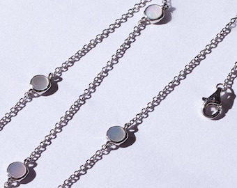 Sterling Silver Mother of Pearl Satellite Necklace - Pearl Charm Bracelet - 'Isla' Design - Nisi Jewellery