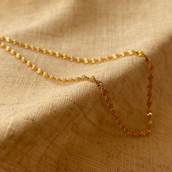 Twisted Gold Rope Chain - 18k Gold Plated Necklace - Dainty Layering Necklace -  Gift for Her - Delicate Gold Necklace Womens - Tarnish Free