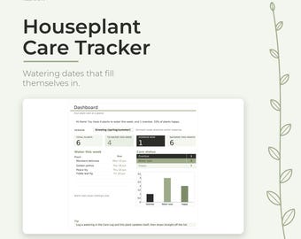 Houseplant Care Tracker Spreadsheet, Watering Schedule, Plant Journal, Google Sheets, Excel
