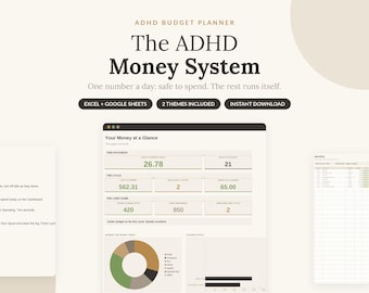 Planificador de presupuesto para personas con TDAH / Presupuesto por nómina, ahorros y seguimiento de deudas (Excel, Google Sheets)