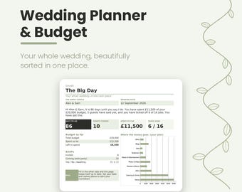 Hoja de cálculo para planificación de bodas, lista de verificación, lista de invitados y seguimiento del presupuesto, Google Sheets, Excel