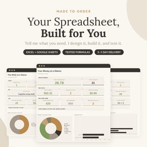 Creación de hojas de cálculo personalizadas / Seguimiento empresarial en Excel y Google Sheets (Diseñado para ti)
