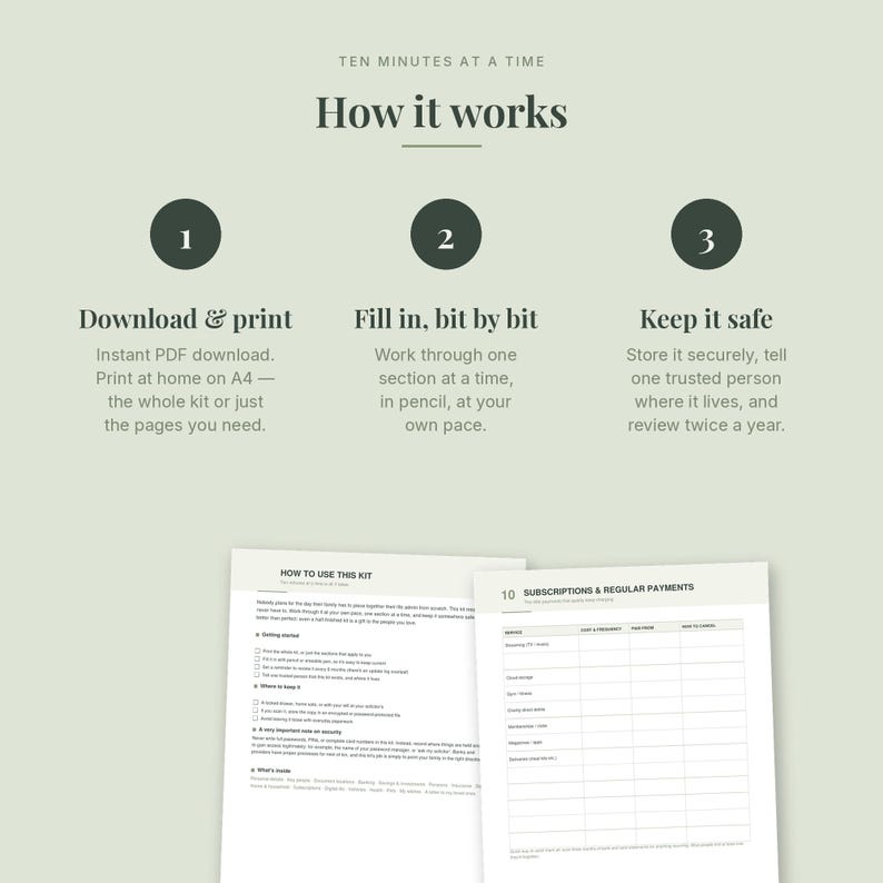 Life Admin Emergency Kit UK | Legacy Planner PDF (Instant Download) image 5