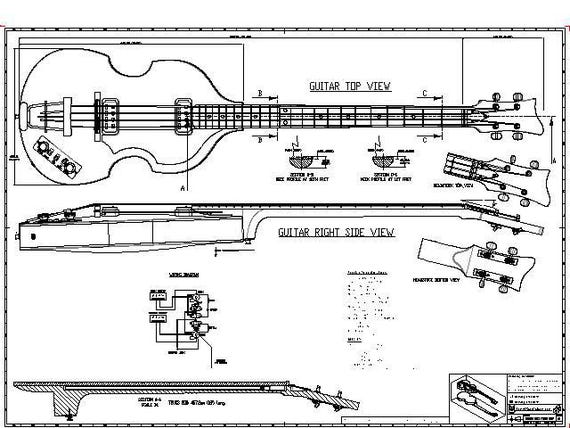 Hofner 500/1 バイオリン ベース PDF プラン ブループリント