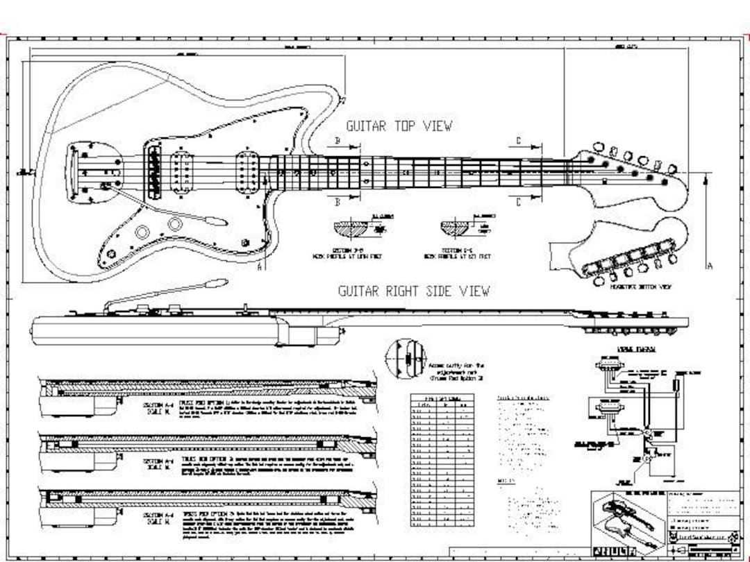 フェンダー ジャズマスター HH エレキギター 02。PDF プラン ブルー