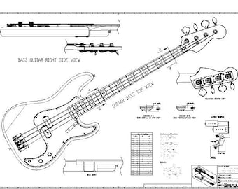 Fender Precision Bass Electric Bass 01. PDF Plans Blueprint