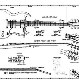 SG Standard &#39;61 (Short Tenon) Electric Guitar 04. PDF Plans Blueprint