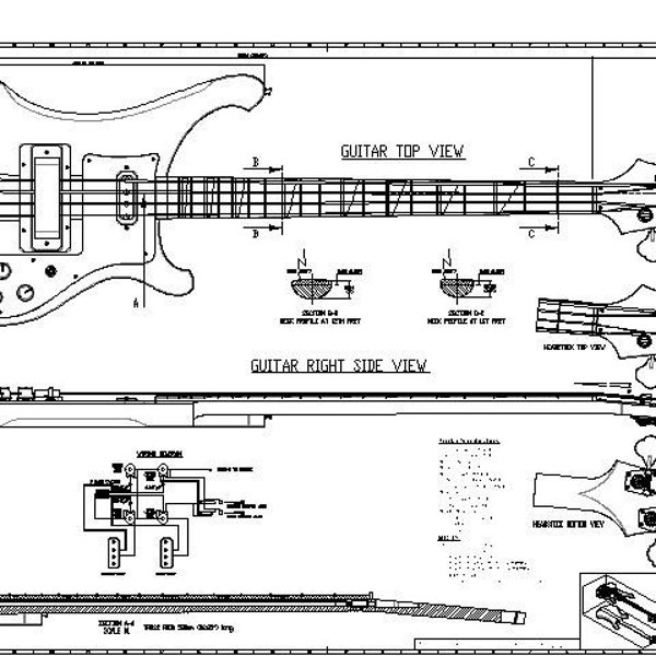 Rickenbacker 4003 - Electric Bass 01. PDF Plans Blueprint