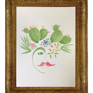 Sicilia in testa acquerello quadro testa di moro Briza Illustrazioni