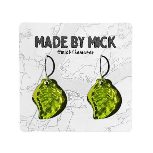 Glass leaf earrings