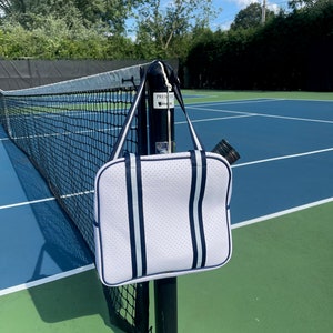 PICKLEBALL BAG Neoprene Sports Bag, Pickle Ball, White, Navy Blue image 7