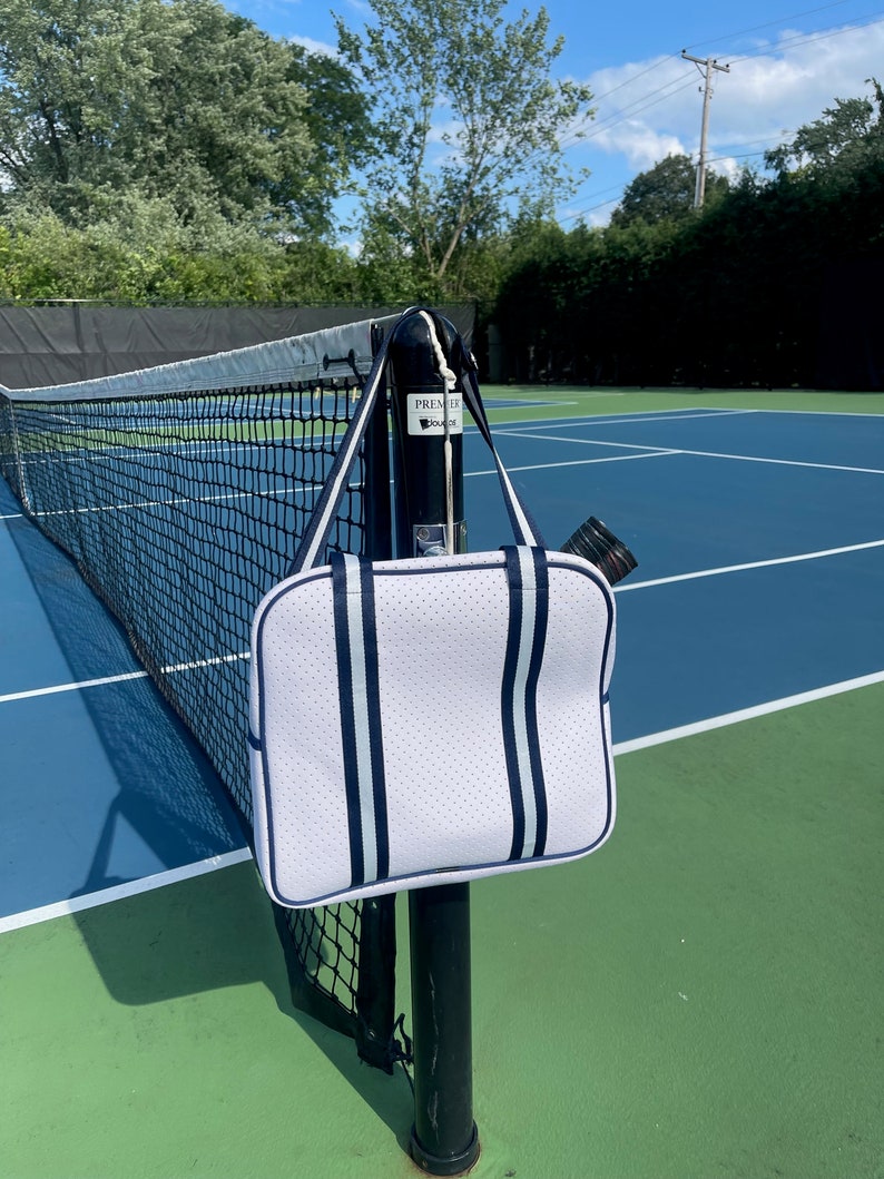 PICKLEBALL BAG Neoprene Sports Bag, Pickle Ball, White, Navy Blue image 7