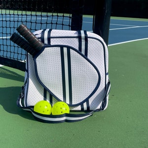 PICKLEBALL BAG Neoprene Sports Bag, Pickle Ball, White, Navy Blue image 3