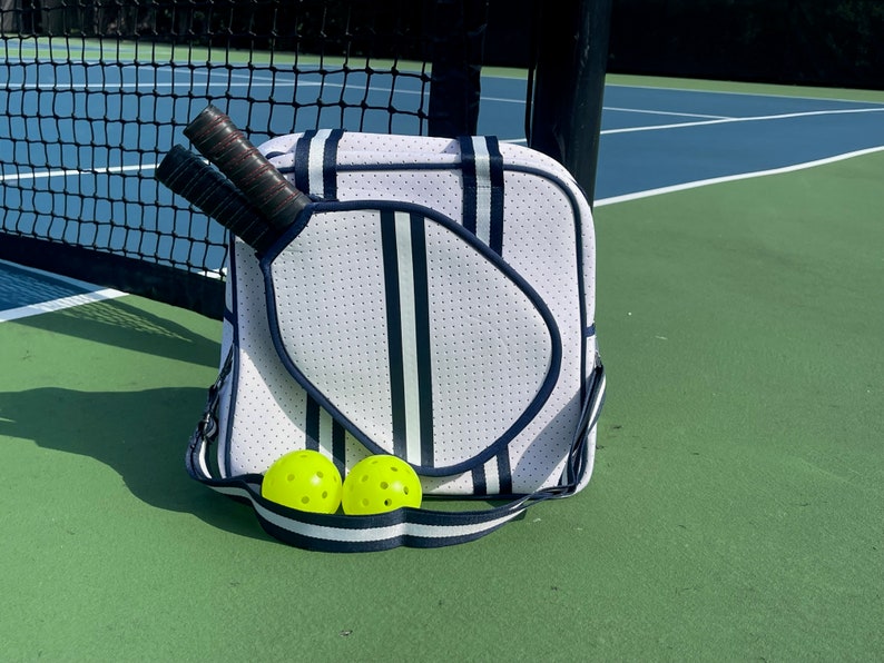 PICKLEBALL BAG Neoprene Sports Bag, Pickle Ball, White, Navy Blue image 3