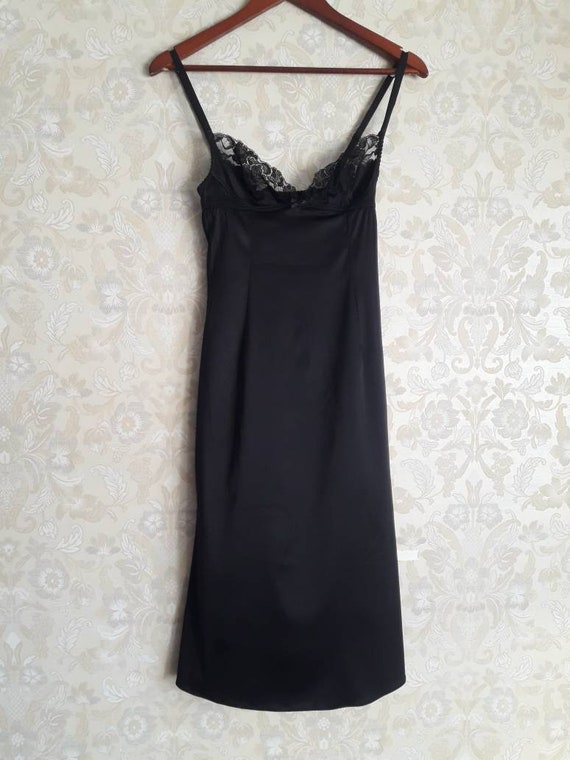 Dolce Gabbana bustie slip dress midi black silk l… - image 3