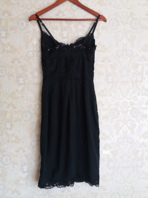 Vintage Dolce Gabbana black dress lace seguins sil