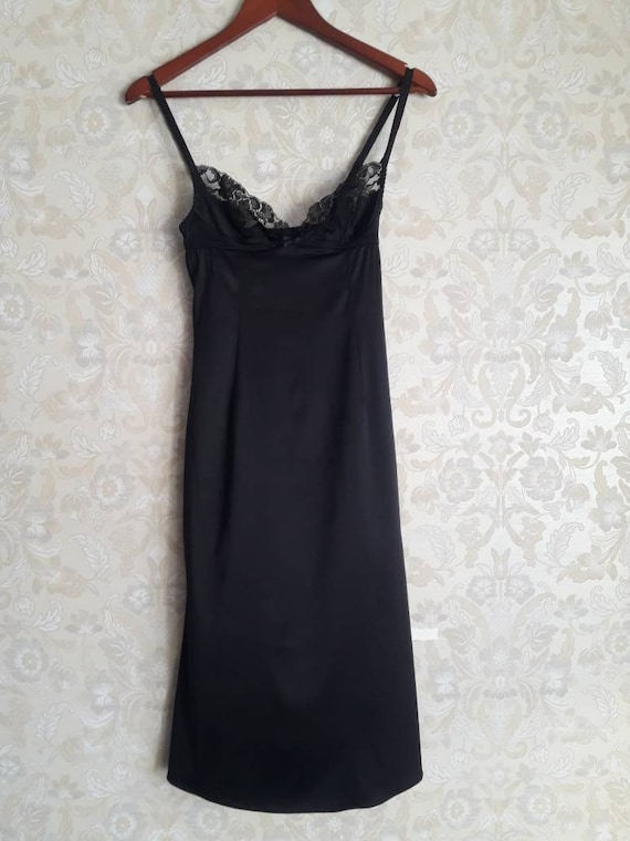 Dolce Gabbana bustie slip dress midi black silk l… - image 2